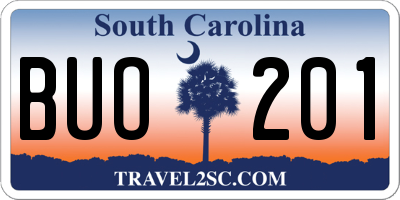 SC license plate BUO201