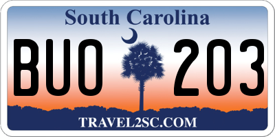 SC license plate BUO203