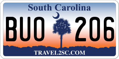 SC license plate BUO206