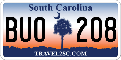 SC license plate BUO208