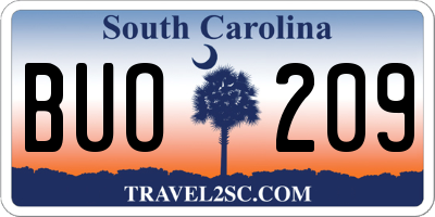SC license plate BUO209