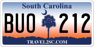 SC license plate BUO212
