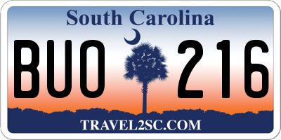 SC license plate BUO216