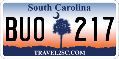SC license plate BUO217