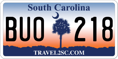 SC license plate BUO218