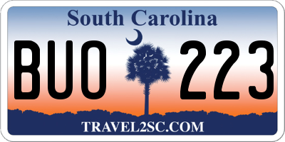 SC license plate BUO223