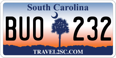 SC license plate BUO232