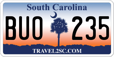 SC license plate BUO235