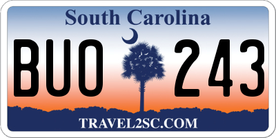 SC license plate BUO243