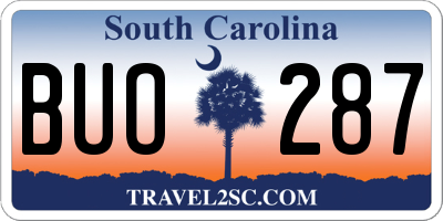 SC license plate BUO287