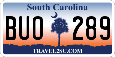 SC license plate BUO289
