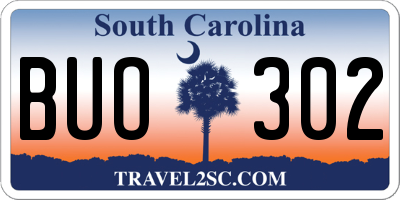SC license plate BUO302