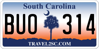 SC license plate BUO314