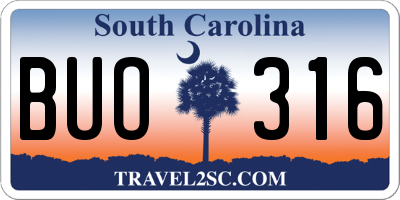 SC license plate BUO316
