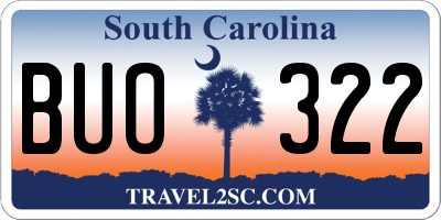 SC license plate BUO322