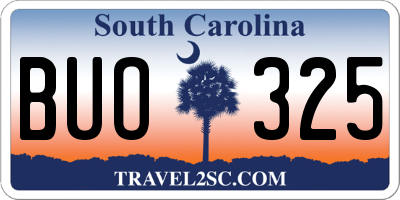 SC license plate BUO325