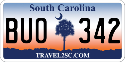 SC license plate BUO342