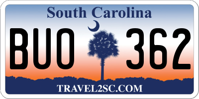 SC license plate BUO362