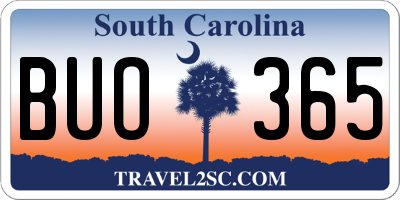SC license plate BUO365