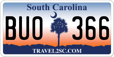 SC license plate BUO366
