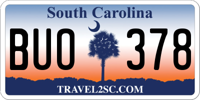 SC license plate BUO378