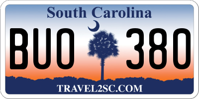 SC license plate BUO380