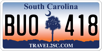 SC license plate BUO418