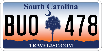 SC license plate BUO478