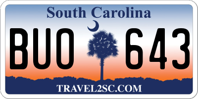 SC license plate BUO643