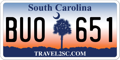 SC license plate BUO651