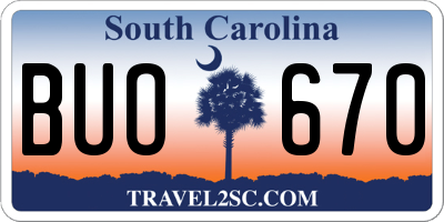 SC license plate BUO670