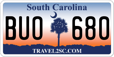 SC license plate BUO680