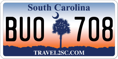 SC license plate BUO708