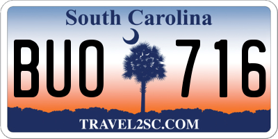SC license plate BUO716