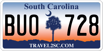SC license plate BUO728