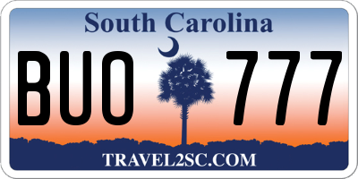 SC license plate BUO777