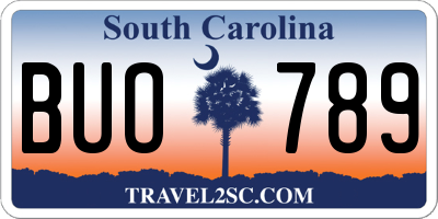 SC license plate BUO789