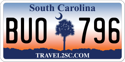 SC license plate BUO796