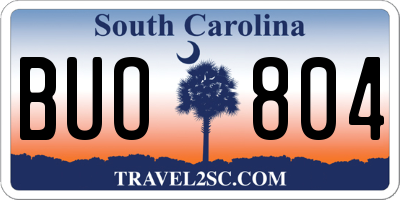 SC license plate BUO804