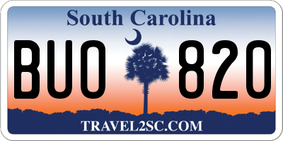 SC license plate BUO820