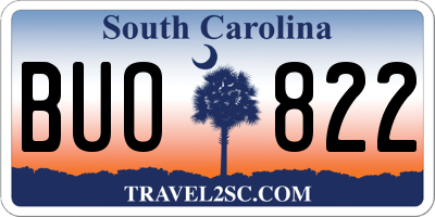 SC license plate BUO822