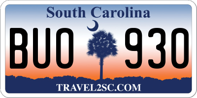 SC license plate BUO930