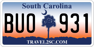 SC license plate BUO931