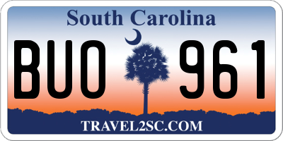 SC license plate BUO961