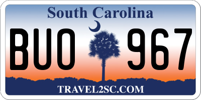 SC license plate BUO967