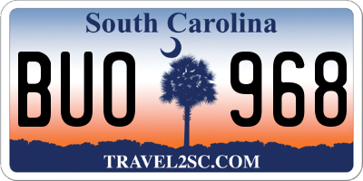 SC license plate BUO968