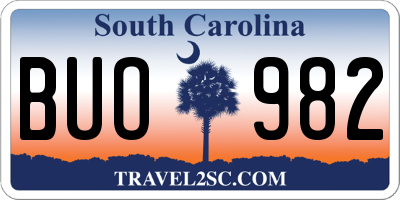 SC license plate BUO982