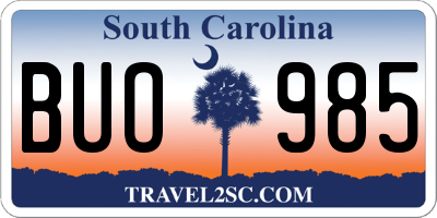 SC license plate BUO985