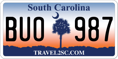 SC license plate BUO987