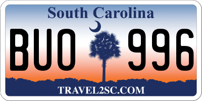 SC license plate BUO996
